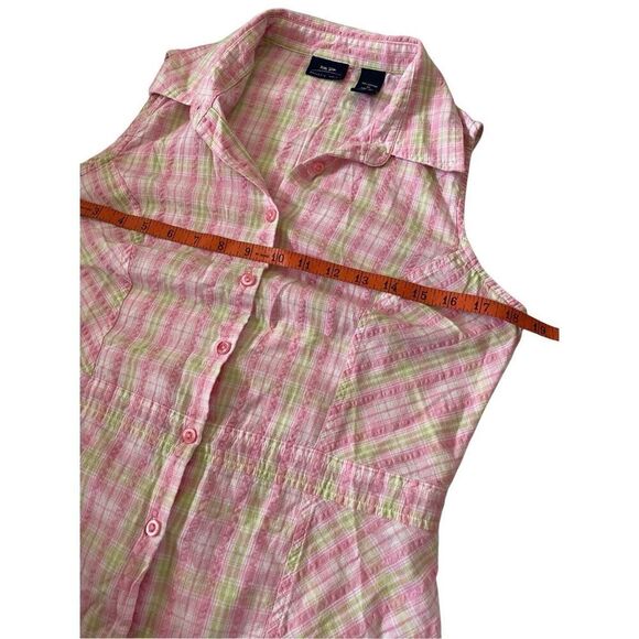 Baileys Point Plaid Button Up Tank Top Pastel Size Medium Summer Coastal Beach - Picture 6 of 9